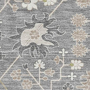 HomeRoots 10' Gray Ivory and Beige Oriental Washable Area Rug - Stain Resistant, UV Protected, Durable Design 679210