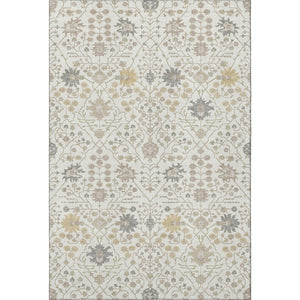 HomeRoots 5' X 8' Ivory Beige and Gray Oriental Washable Area Rug - UV Protected, Stain Resistant, Durable Comfort 679212