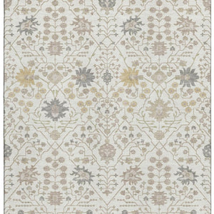 HomeRoots 8' X 10' Ivory Beige & Gray Oriental Washable Area Rug - Durable, Stain Resistant, UV Protected Elegance 679214