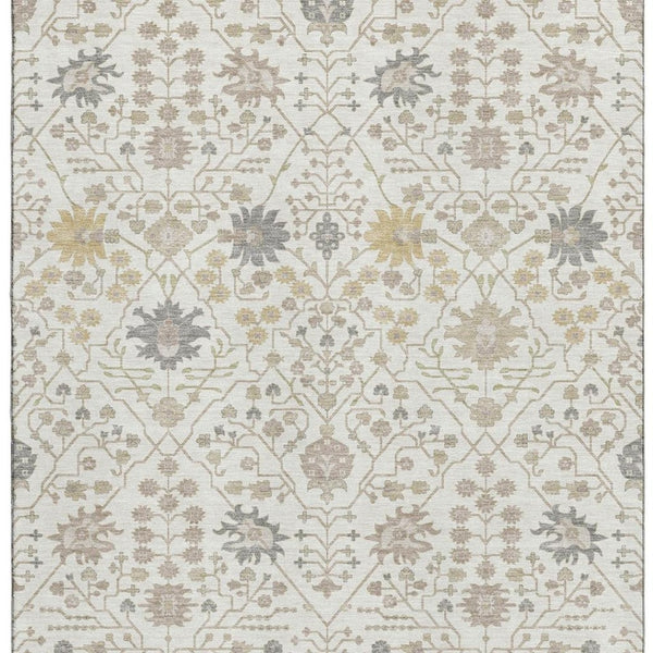 HomeRoots 8' X 10' Ivory Beige & Gray Oriental Washable Area Rug - Durable, Stain Resistant, UV Protected Elegance 679214