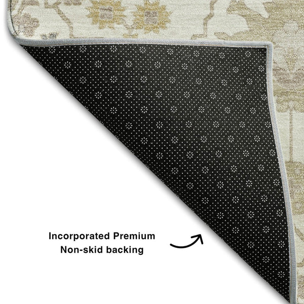HomeRoots 9' X 12' Ivory Beige & Gray Oriental Area Rug - Washable, Stain-Resistant, UV-Protected Elegance 679215