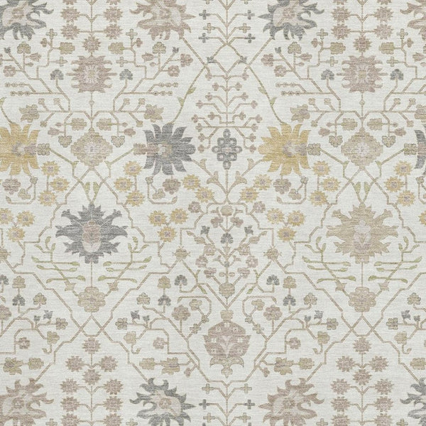 HomeRoots 10' X 14' Elegant Ivory Beige & Gray Oriental Area Rug - Washable, UV Protected for High-Traffic Homes 679216