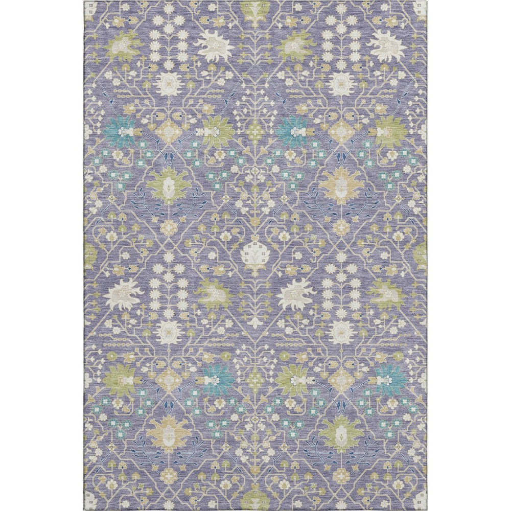 HomeRoots 5' X 8' Elegant Lavender Beige Blue Oriental Washable Area Rug with Stain Resistance & UV Guard 679218