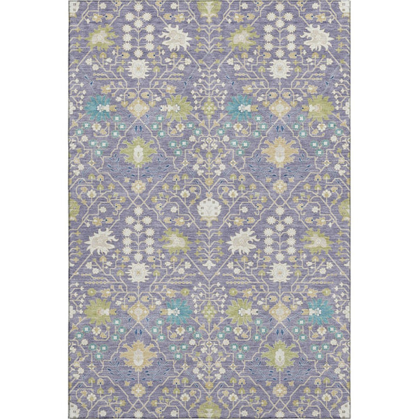 HomeRoots 8' X 10' Elegant Lavender Beige & Blue Oriental Area Rug - Washable, UV Protection & Stain Resistant 679220