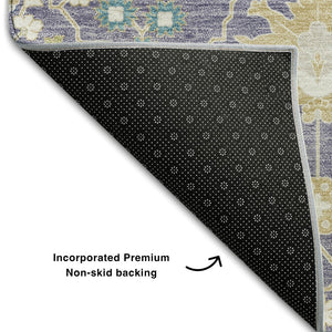 HomeRoots 8' X 10' Elegant Lavender Beige & Blue Oriental Area Rug - Washable, UV Protection & Stain Resistant 679220