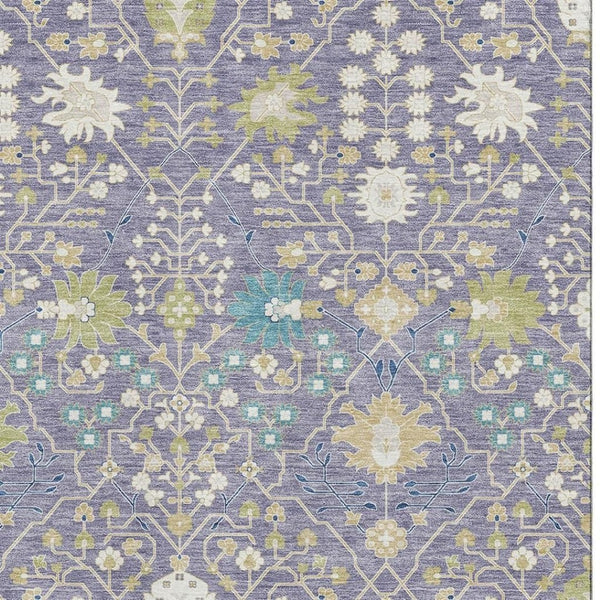 HomeRoots 8' X 10' Elegant Lavender Beige & Blue Oriental Area Rug - Washable, UV Protection & Stain Resistant 679220