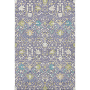 HomeRoots 8' X 10' Elegant Lavender Beige & Blue Oriental Area Rug - Washable, UV Protection & Stain Resistant 679220