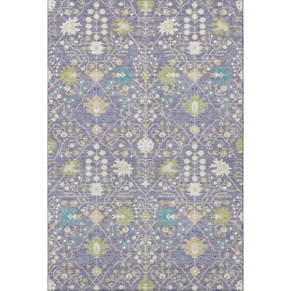 HomeRoots 8' X 10' Elegant Lavender Beige & Blue Oriental Area Rug - Washable, UV Protection & Stain Resistant 679220
