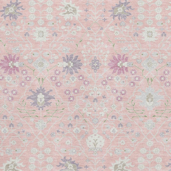 HomeRoots 5' X 8' Pink Silver Lavender Washable Oriental Area Rug with UV Protection - Durable & Stylish Decor 679224
