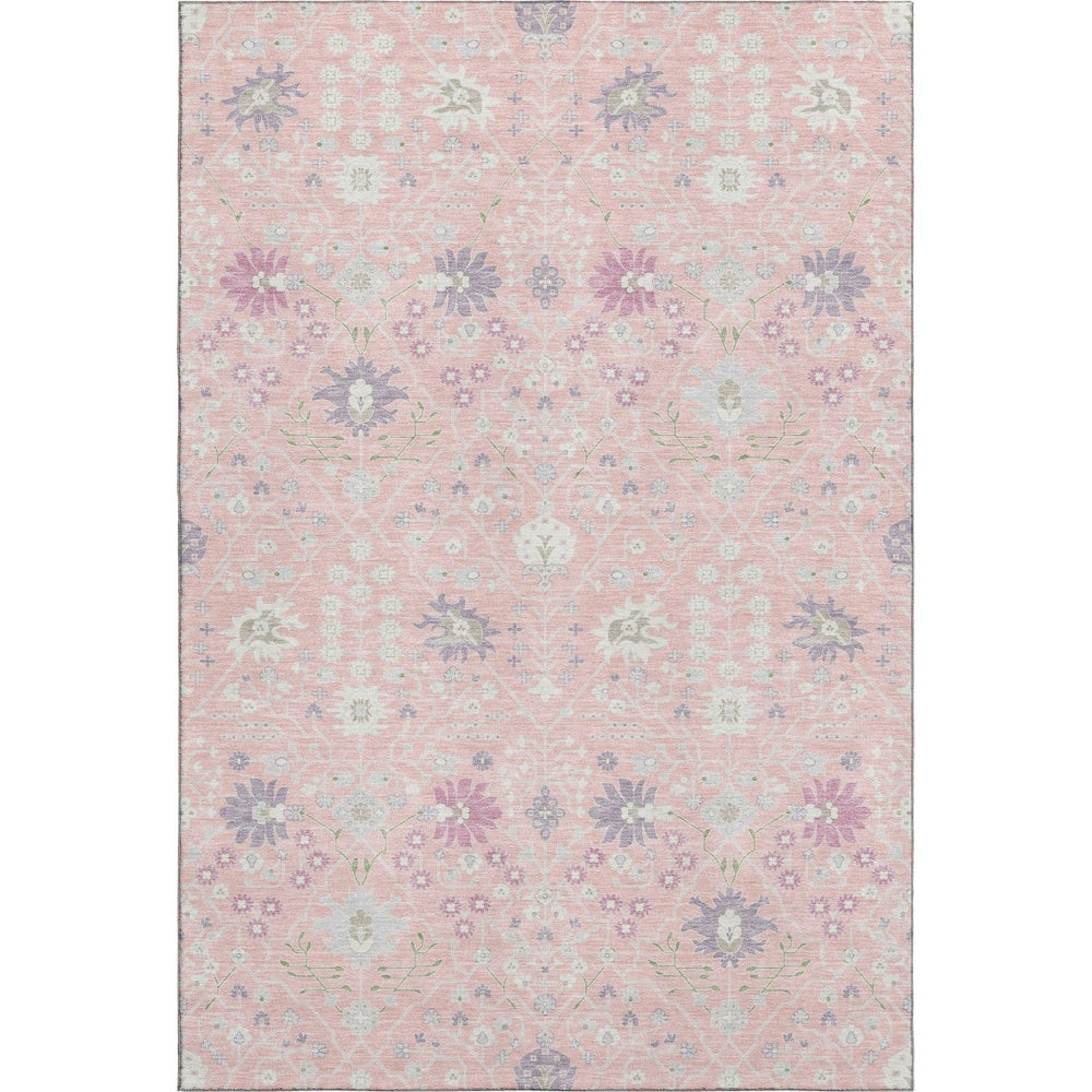 HomeRoots 10' Pink, Silver & Lavender Oriental Washable Area Rug - Elegant UV Protected Design for Homes 679228