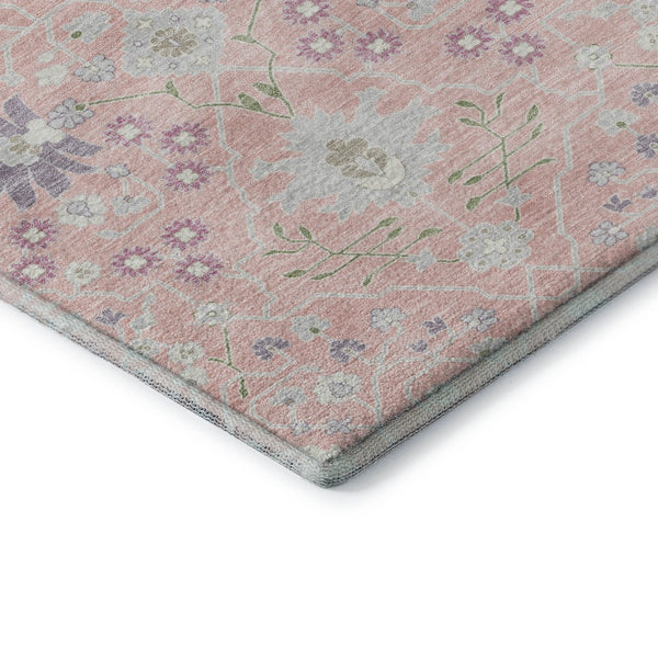 HomeRoots 10' Pink, Silver & Lavender Oriental Washable Area Rug - Elegant UV Protected Design for Homes 679228