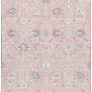 HomeRoots 10' Pink, Silver & Lavender Oriental Washable Area Rug - Elegant UV Protected Design for Homes 679228
