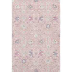 HomeRoots 10' Pink, Silver & Lavender Oriental Washable Area Rug - Elegant UV Protected Design for Homes 679228