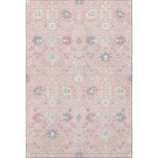 HomeRoots 10' Pink, Silver & Lavender Oriental Washable Area Rug - Elegant UV Protected Design for Homes 679228