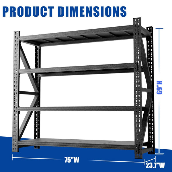 English Elm Heavy Gauge Steel Garage Shelving Unit 6000lb Capacity Adjustable Industrial Storage T2398S00003