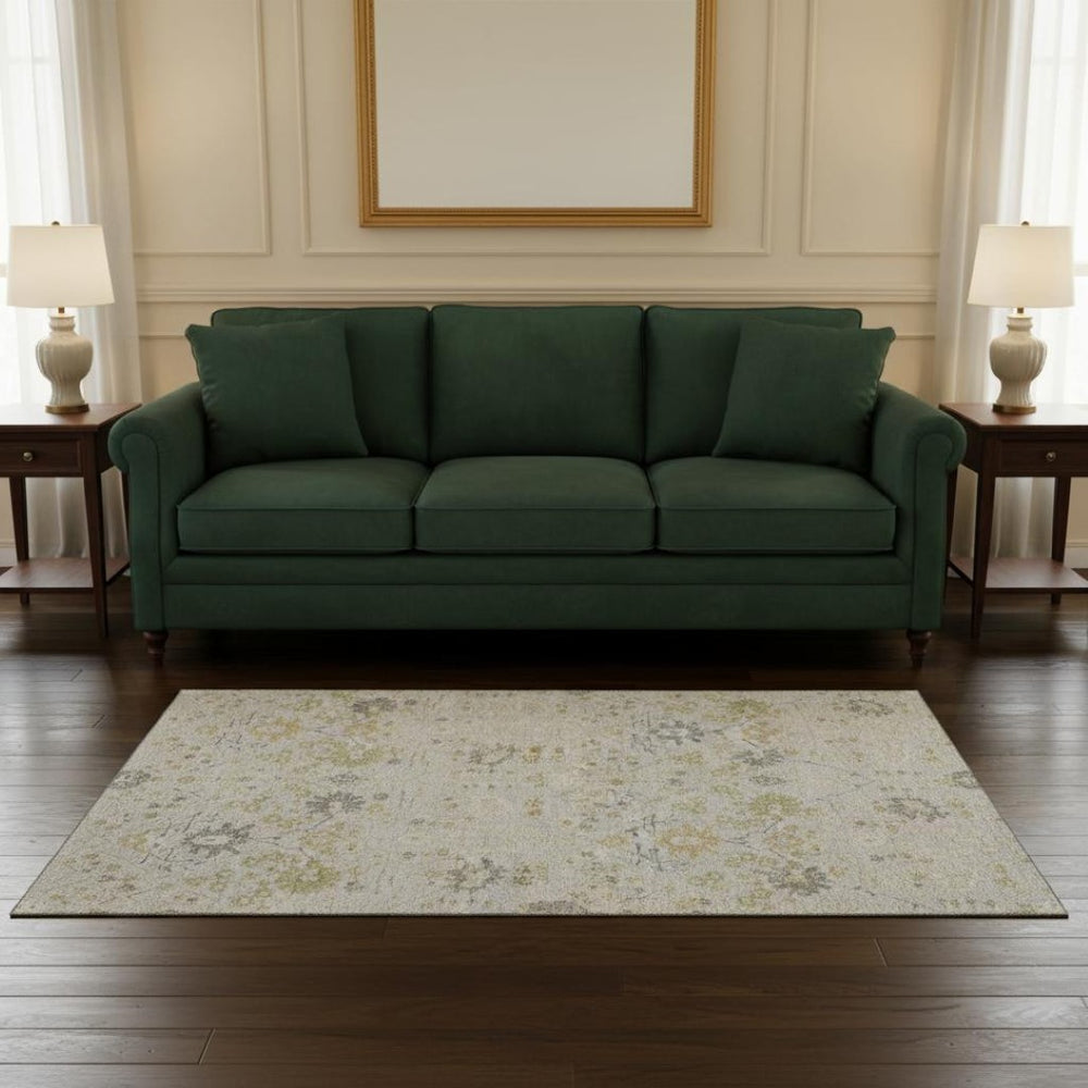 HomeRoots 5' X 8' Elegant Silver Gold Gray Oriental Washable Area Rug with UV Protection & Stain Resistance 679230