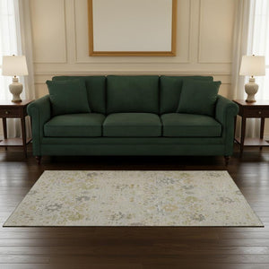 HomeRoots 5' X 8' Elegant Silver Gold Gray Oriental Washable Area Rug with UV Protection & Stain Resistance 679230