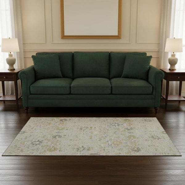 HomeRoots 5' X 8' Elegant Silver Gold Gray Oriental Washable Area Rug with UV Protection & Stain Resistance 679230