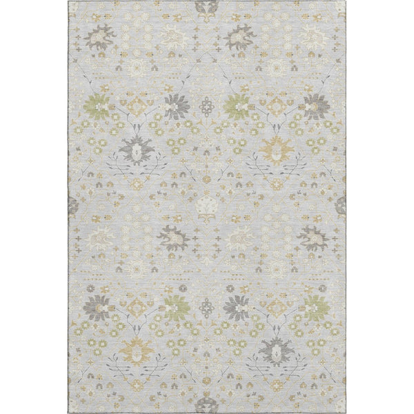HomeRoots 5' X 8' Elegant Silver Gold Gray Oriental Washable Area Rug with UV Protection & Stain Resistance 679230