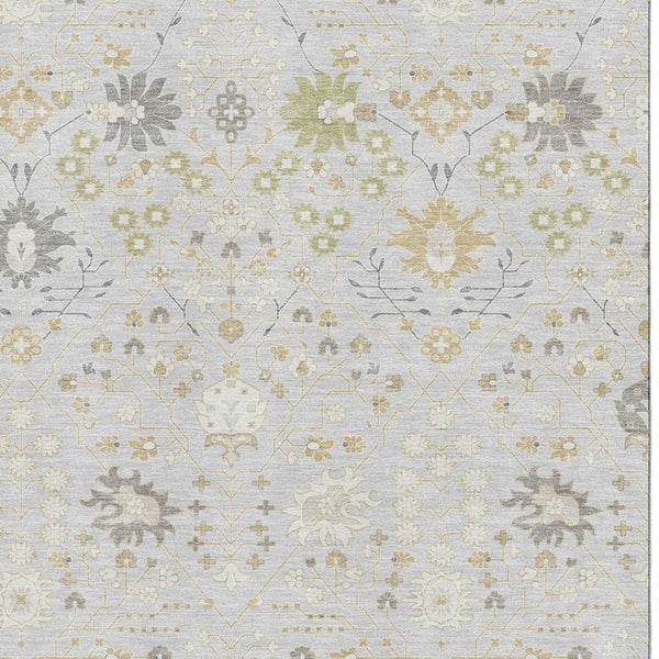 HomeRoots 5' X 8' Elegant Silver Gold Gray Oriental Washable Area Rug with UV Protection & Stain Resistance 679230