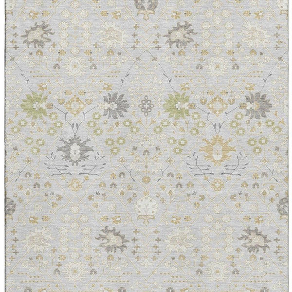 HomeRoots 5' X 8' Elegant Silver Gold Gray Oriental Washable Area Rug with UV Protection & Stain Resistance 679230