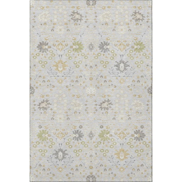 HomeRoots 8' X 10' Elegant Silver Gold Gray Oriental Washable Area Rug with Stain Resistance & UV Protection 679232