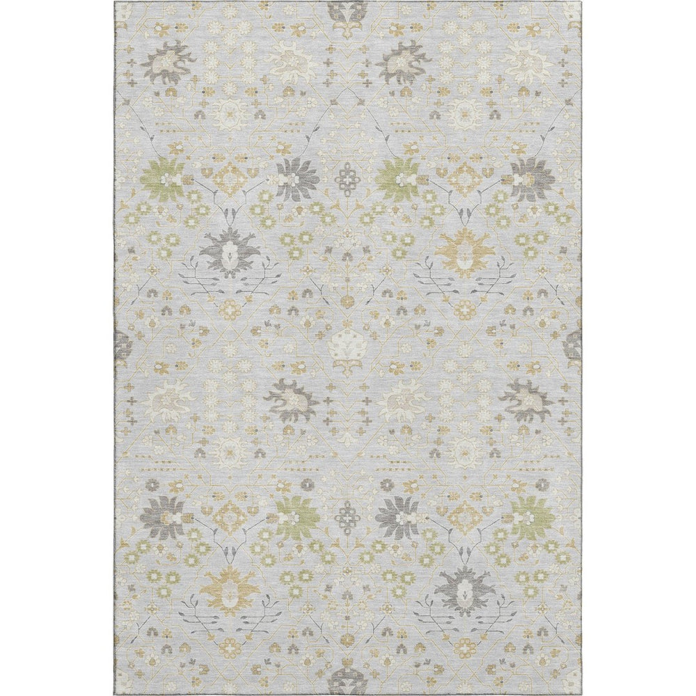 HomeRoots 9' X 12' Elegant Silver Gold Gray Oriental Area Rug - Washable, UV Protected, Durable & Stylish Decor 679233