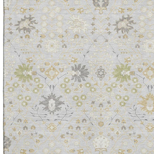 HomeRoots 9' X 12' Elegant Silver Gold Gray Oriental Area Rug - Washable, UV Protected, Durable & Stylish Decor 679233