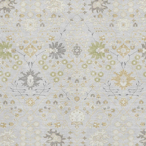 HomeRoots 10' Elegant Silver, Gold & Gray Oriental Washable Area Rug with UV Protection for Timeless Style 679234
