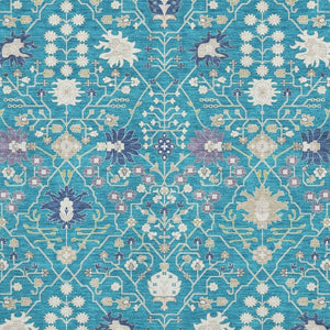 HomeRoots 5' X 8' Teal Purple Ivory Washable Area Rug - UV Protected, Stain Resistant, Perfect for Homes! 679236