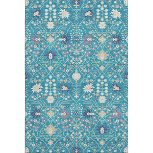 HomeRoots 10' Teal, Purple & Ivory Oriental Area Rug - Washable, UV Protected, Durable for Busy Homes & Kids 679240