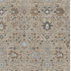 HomeRoots 5' X 8' Taupe Gray & Brown Oriental Area Rug - Stylish, Washable, UV Protected for High-Traffic Areas 679242