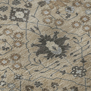 HomeRoots 8' X 10' Taupe Gray & Brown Oriental Washable Area Rug - Durable, Stain Resistant, UV Protected Design 679244