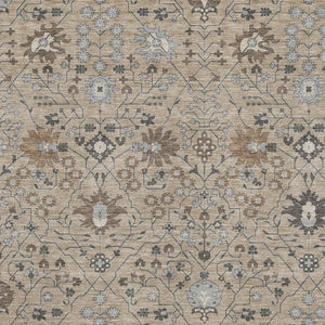 HomeRoots 9' X 12' Durable Taupe Gray & Brown Oriental Area Rug with UV Protection - Washable & Stain-Resistant! 679245