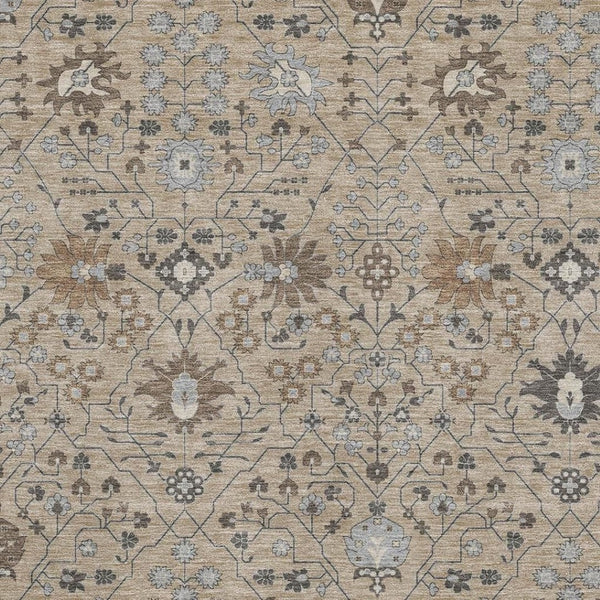 HomeRoots 9' X 12' Durable Taupe Gray & Brown Oriental Area Rug with UV Protection - Washable & Stain-Resistant! 679245