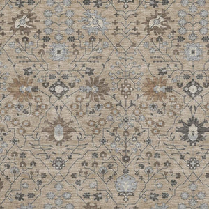 HomeRoots 10' X 14' Elegant Taupe Gray & Brown Oriental Area Rug - Washable, Stain Resistant, UV Protected 679246