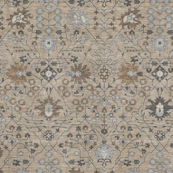 HomeRoots 10' X 14' Elegant Taupe Gray & Brown Oriental Area Rug - Washable, Stain Resistant, UV Protected 679246