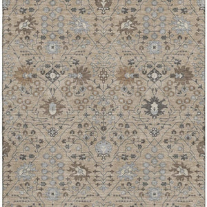 HomeRoots 10' X 14' Elegant Taupe Gray & Brown Oriental Area Rug - Washable, Stain Resistant, UV Protected 679246