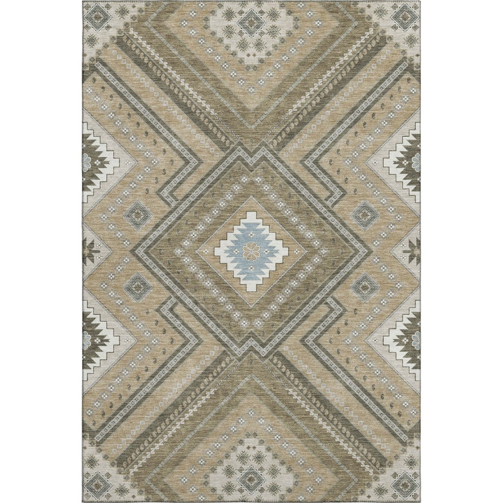 HomeRoots 8' X 10' Beige Ivory Gray Tribal Area Rug – Washable, UV Protected, Perfect for Modern & Boho Homes 679250