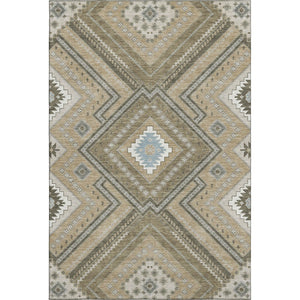 HomeRoots 8' X 10' Beige Ivory Gray Tribal Area Rug – Washable, UV Protected, Perfect for Modern & Boho Homes 679250