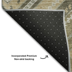 HomeRoots 8' X 10' Beige Ivory Gray Tribal Area Rug – Washable, UV Protected, Perfect for Modern & Boho Homes 679250