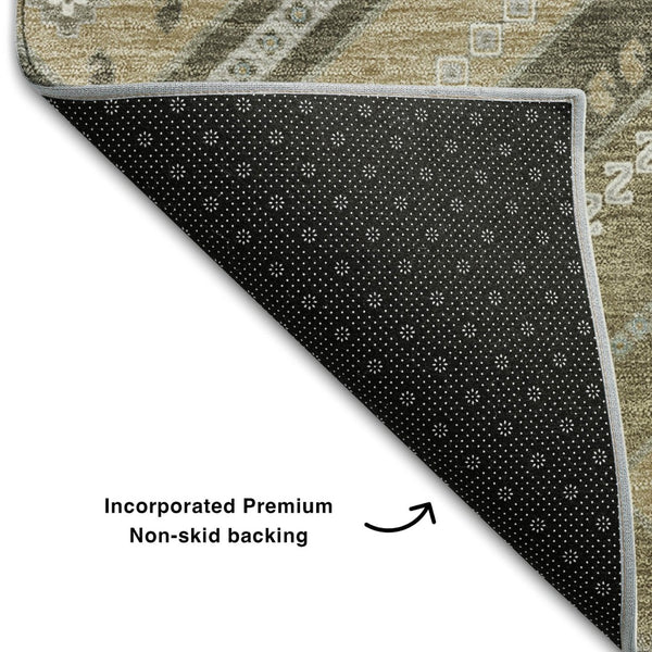 HomeRoots 8' X 10' Beige Ivory Gray Tribal Area Rug – Washable, UV Protected, Perfect for Modern & Boho Homes 679250