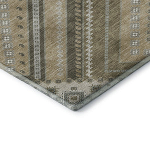 HomeRoots 8' X 10' Beige Ivory Gray Tribal Area Rug – Washable, UV Protected, Perfect for Modern & Boho Homes 679250