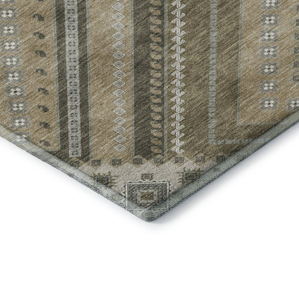 HomeRoots 8' X 10' Beige Ivory Gray Tribal Area Rug – Washable, UV Protected, Perfect for Modern & Boho Homes 679250