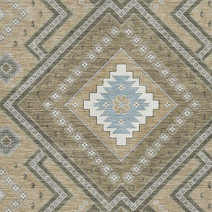 HomeRoots 8' X 10' Beige Ivory Gray Tribal Area Rug – Washable, UV Protected, Perfect for Modern & Boho Homes 679250