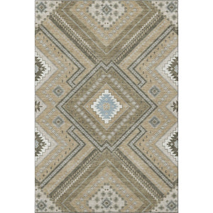HomeRoots 9' X 12' Washable Beige Ivory Gray Tribal Area Rug with UV Protection - Durable & Stylish Decor 679251