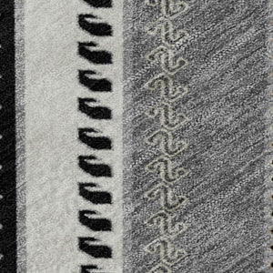 HomeRoots 5' X 8' Tribal Washable Area Rug in Black, Gray & Silver – UV Protection, Stain-Resistant, Durable Design 679254