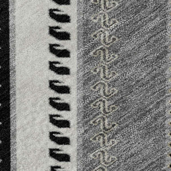 HomeRoots 5' X 8' Tribal Washable Area Rug in Black, Gray & Silver – UV Protection, Stain-Resistant, Durable Design 679254