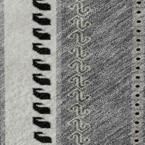 HomeRoots 9' X 12' Washable Tribal Area Rug in Black, Gray & Silver - UV Protected, Easy Care, Durable Design 679257