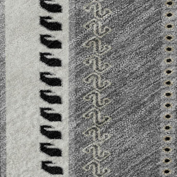 HomeRoots 9' X 12' Washable Tribal Area Rug in Black, Gray & Silver - UV Protected, Easy Care, Durable Design 679257